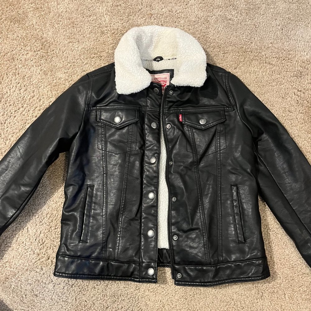 Levis Faux Leather Jacket with Sherpa Lining
